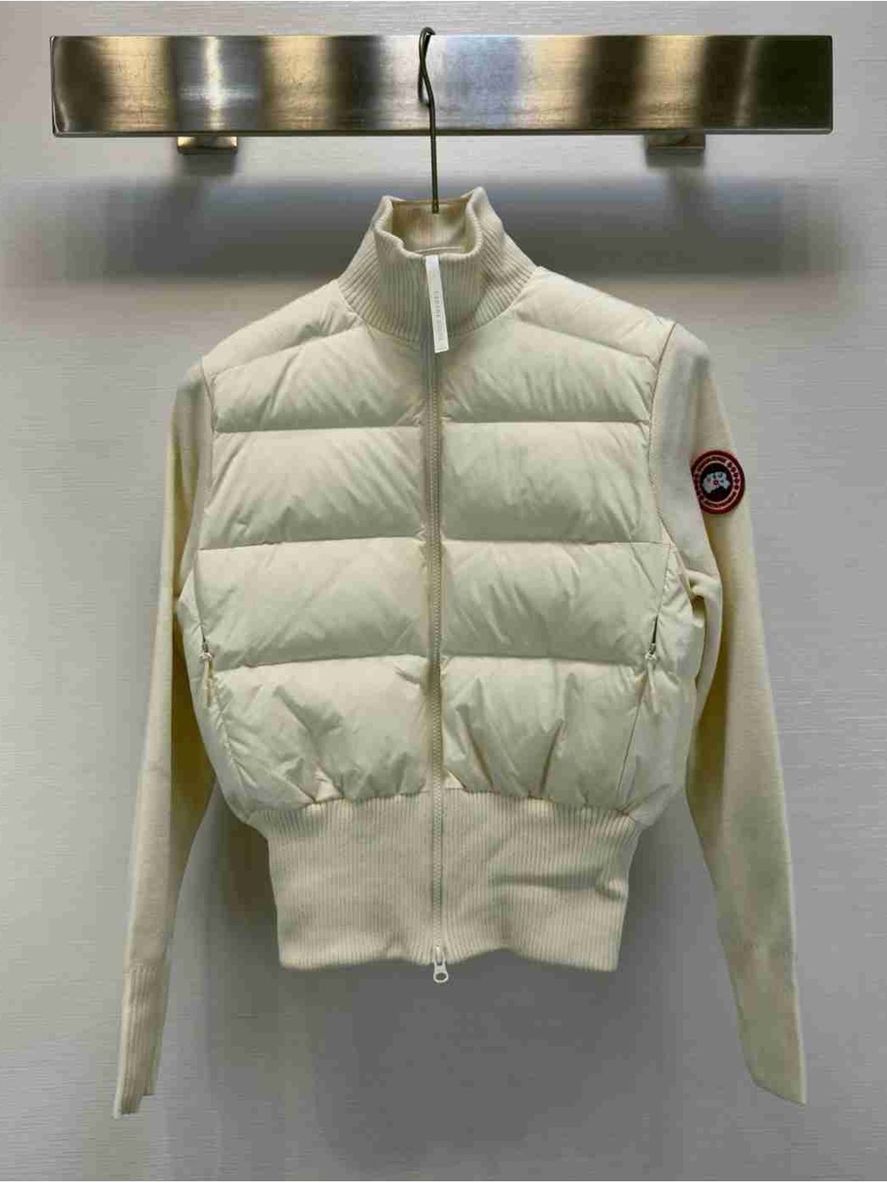 Canada Goose Cream Quilted Knit-Sleeve Jacket